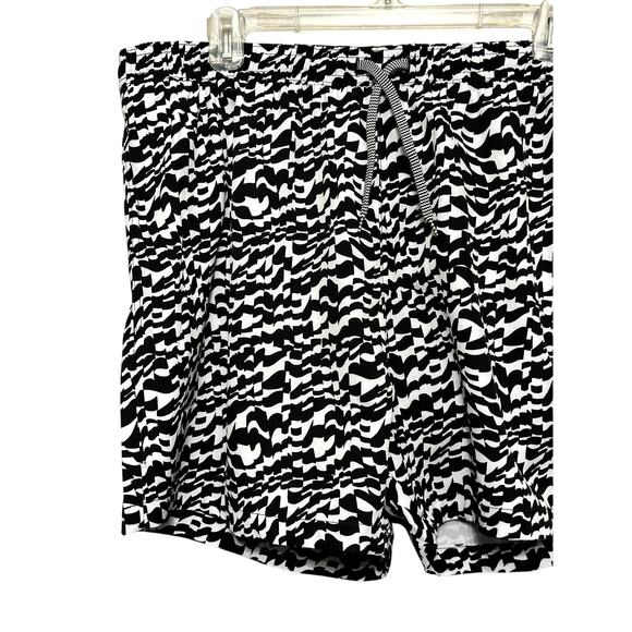 Open Edit Volley Swim Trunks Elastic Waistband Built-In Mesh Black/White XL NWT - Picture 2 of 8